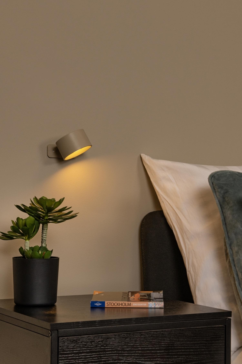 Lucide JOLAN - Rechargeable Desk lamp/Clamp lamp/Wall lamp - Battery pack - LED Dim to warm - 1x3,5W 2700K/5700K - Taupe